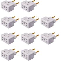 Kit 10 Pino Adaptador Bob Quad Branco 10/20A Bivolt Kit 10 Pino Adaptador Bob Quad Branco 10/20A Bivolt