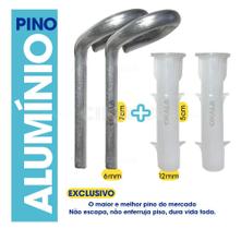 Kit 10 Pinos em Alumínio Para Fixação de Capa Para Piscina + 10 Buchas Plásticas - CIKALA