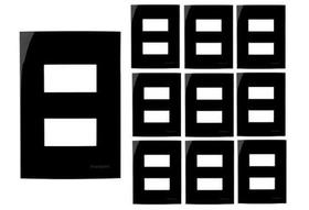 kit 10 Placa 4x2 2 Postos Horizontal Separados Ebony Sleek Margirius 15914
