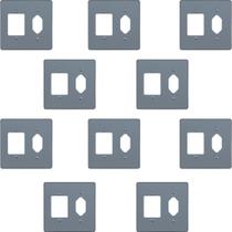 Kit 10 Placa 4x4 Cinza 1 Tomada hexagonal + 3 Teclas Pial Kit 10 Placa 4x4 Cinza 1 Tomada hexagonal + 3 Teclas Pial