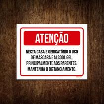 Kit 10 Placa Atenção Obrigatório Máscara Nesta Casa