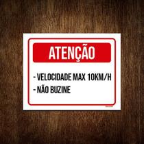 Kit 10 Placa Atenção Velocidade Máxima Não Buzine