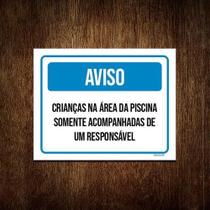 Kit 10 Placa Aviso Crianças Área Piscina Responsável