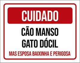 Kit 10 Placa Cão Manso Gato Dócil Espora Baixinha 36X46