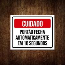 Kit 10 Placa Cuidado Portão Fecha Automaticamente