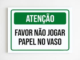 Kit 10 Placa de sinalização favor não jogar papel no vaso