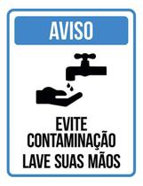 Kit 10 Placa Evite Contaminação Lave Suas Mãos ul 36X46