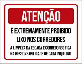 Kit 10 Placa Extremamente Lixo Corredores 36X46