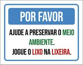 Kit 10 Placa Favor Aju Preservar Meio Ambiente Lixo 36X46