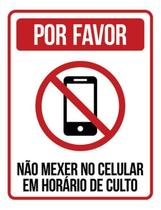 Kit 10 Placa Favor Mexer No Celular Horário Culto 36X46