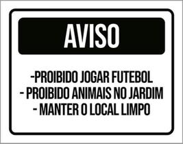 Kit 10 Placa Jogar Futebol Animais Jardim Limpo 36X46