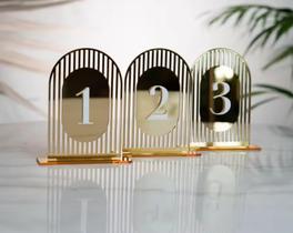 Kit 10 Placa Números de Mesa em Acrílico Casamento, Decoração Moderna para Eventos e Festas