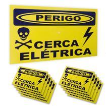 Kit 10 Placa Perigo Cuidado Cerca Elétrica Alumínio - DIGIPLACAS