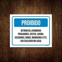 Kit 10 Placa Proibido Retirar Itens Da Lavanderia