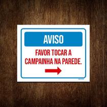 Kit 10 Placa Sinalização Aviso Favor Tocar Campainha Parede