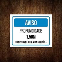 Kit 10 Placa Sinalização - Aviso Profundidade 1,50 M