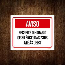 Kit 10 Placa Sinalização Aviso Respeite Horário De Silêncio