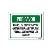 Kit 10 Placa Sinalização - Por Favor Pegue Leia Devolva