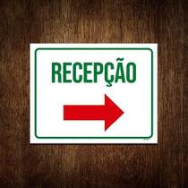 Kit 10 Placa Sinalização - Recepção Seta Direita Vermelha