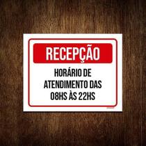 Kit 10 Placa Sinalização - Recepção Verm Horário Atendimento - Sinalizo.Com