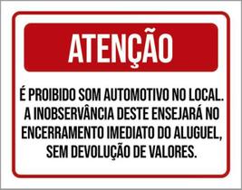 Kit 10 Placa Som Automotivo Encerramento Aluguel 36X46