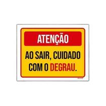 Kit 10 Placa Vermelha Atenção Ao Sair Cuidado Degrau