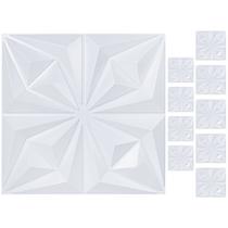 Kit 10 Placas 3D Revestimento em PVC - Modelo Losangos - Branco - 50x50cm