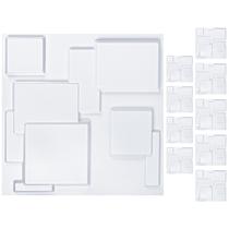 Kit 10 Placas 3D Revestimento em PVC - Modelo Retângulos - Branco - 50x50cm