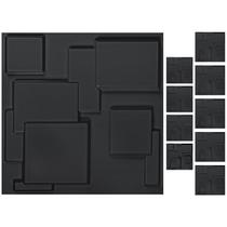 Kit 10 Placas 3D Revestimento em PVC - Modelo Retângulos - Preto - 50x50cm