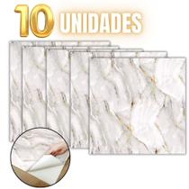Kit 10 Placas Adesivas 60x60cm Efeito Mármore 3D para Parede Autocolante Impermeável Realista