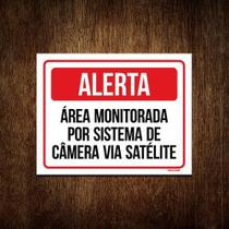 Kit 10 Placas Alerta Área Monitorada Sistema Câmera Satelite