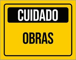 Kit 10 Placas Amarela - Cuidado Obras 36X46