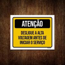 Kit 10 Placas Atenção Desligue Alta Voltagem Antes Serviço