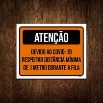 Kit 10 Placas Atenção Respeitar Distância Mínima De 1 Metro