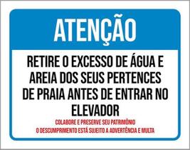 Kit 10 Placas Atenção Retire Excesso Água Areia Dos Pés