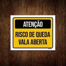 Kit 10 Placas Atenção Risco Queda Vala Aberta - Sinalizo.Com