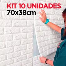 Kit 10 Placas Autocolante 3D Parede Tijolo Branco Lavável Fácil Instalação Impermeável