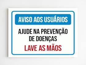 Kit 10 Placas aviso ajude na prevenção de doenças lave mãos