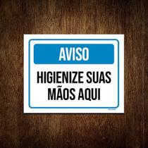 Kit 10 Placas Aviso Higiene Suas Mãos Aqui