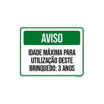 Kit 10 Placas Aviso Idade Máxima Utilização Brinquedo 3 Anos