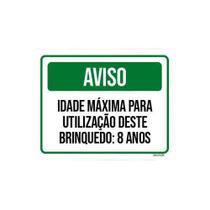 Kit 10 Placas Aviso Idade Máxima Utilização Brinquedo 8 Anos