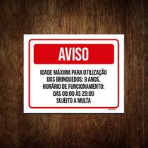 Kit 10 Placas Aviso Idade Máxima Utilização Brinquedos