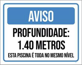 Kit 10 Placas Aviso Profundidade 1 E 40 Metros Piscina 36X46