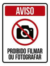 Kit 10 Placas Aviso Proibido Filmar Fotografar Ícone 36X46