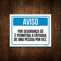 Kit 10 Placas Aviso Segurança Permitida Entrada Uma Pessoa