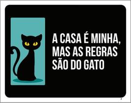 Kit 10 Placas Casa Minha Regras Gatos 36X46