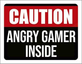 Kit 10 Placas Caution Angry Gamer Inside 36X46