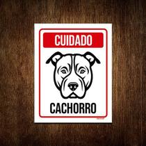 Kit 10 Placas Cuidado Cachorro Pitbull