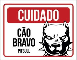 Kit 10 Placas Cuidado Cão Bravo Pitbull