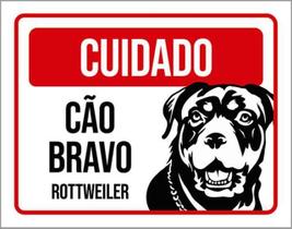 Kit 10 Placas Cuidado Cão Bravo Rottweiler Pb 36X46